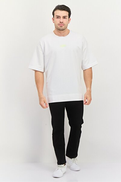 Esprit Men Round Neck Graphic Print Short Sleeves T-shirt, White