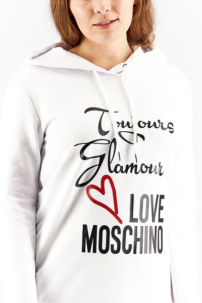 Love Moschino Women Hooded Graphic Print Dress, White