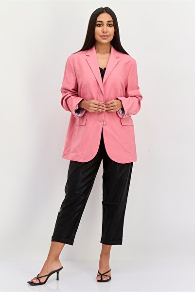 Tommy Icons Women Regular Fit Plain Blazer, Pink