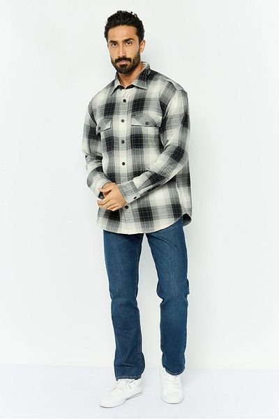 Gant Men Relaxed Fit Plaid Long Sleeve Casual Shirt, Black