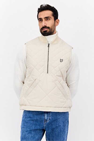 Lyle & Scott سترة مبطنة للرجال، لون بيج