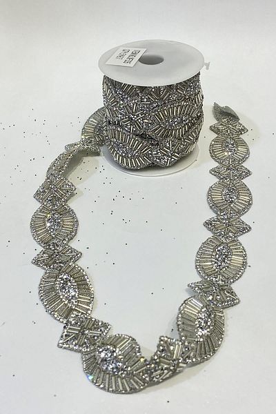 Hayalperest boncuk Oval Accessory - Iron-On Stoned and Beaded Strip