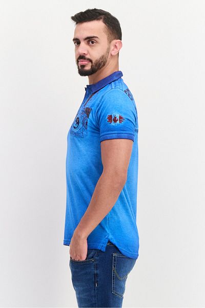 Canadian Peak Men Regular Fit Graphic Print Short Sleeves Polo, Blue Combo