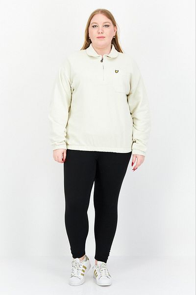 Lyle & Scott Women Spread Collar Embroidered Logo Sweatshirt, Pillow White