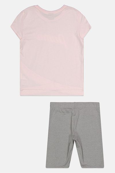 Puma Kids Girl 2 Pieces Sportwear Fit Top And Short Set, Pink/grey
