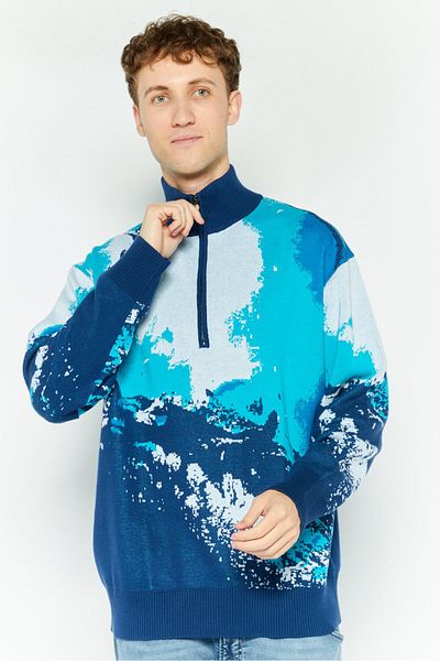 Esprit Men Tie Dye Half Zip Sweatshirt, Multicolor