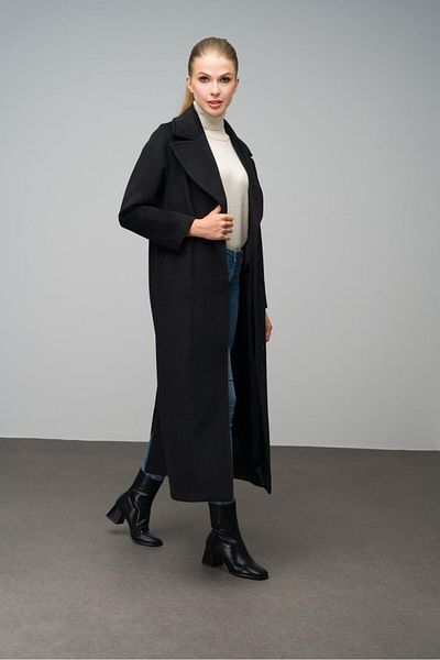 Olcay Palton maxi negru - mânecă raglan, închidere cu apăsare, 3063-y