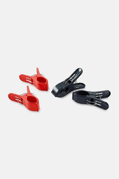 Tchibo 4 Pcs Towel Clips, Red and Navy
