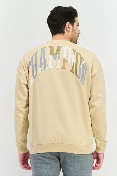 Champion Men Sportswear Fit Long Sleeve Outdoor Sweatshirts, Beige Combo