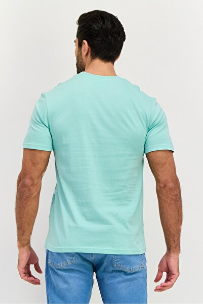 Cambridge Men Crew Neck Short Sleeves Brand Logo T-Shirt, Aqua Blue