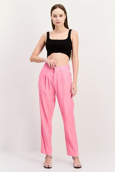 Scotch & Soda Women Regular Fit Solid Straight Leg Pants, Pink