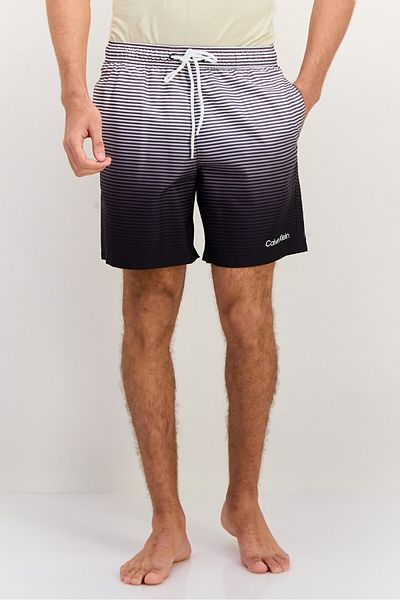 Calvin Klein Men Drawstring Stripe Board Shorts, Grey