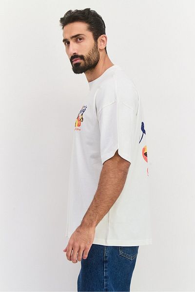 Good For Nothing Men Crew Neck Short Sleeve Graphic Print T-shirts, Off White Combo