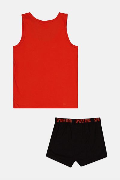 Marvel Kids Boy 2 Pieces Spiderman Print Sleeveless Vest And Boxer Set, Red Combo