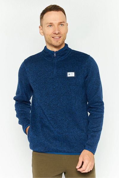 Hurley Men High Neck Long Sleeves Heather Sweatshirt, Navy