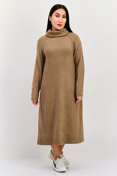 Esprit Women Knitted Casual Midi Dress, Dark Taupe