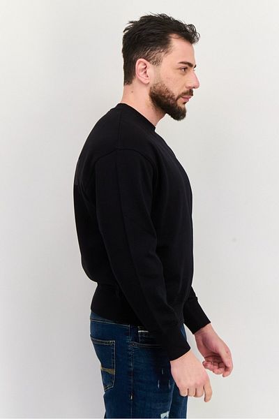 Esprit Men Crew Neck Solid Long Sleeves Sweatshirt, Black