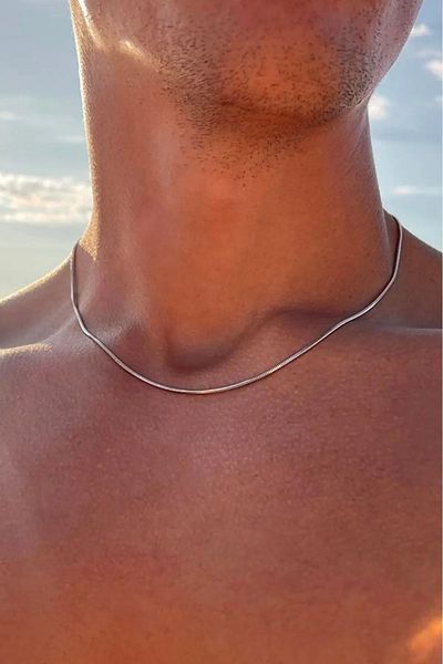 The Collection Unisex Tarnish Stainless Guaranteed Italian Steel Snake Necklace Bracelet Set
