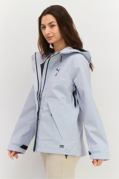 Puma Women Sportswear Fit Brand Logo Outdoor Windbreaker Jacket, Grey