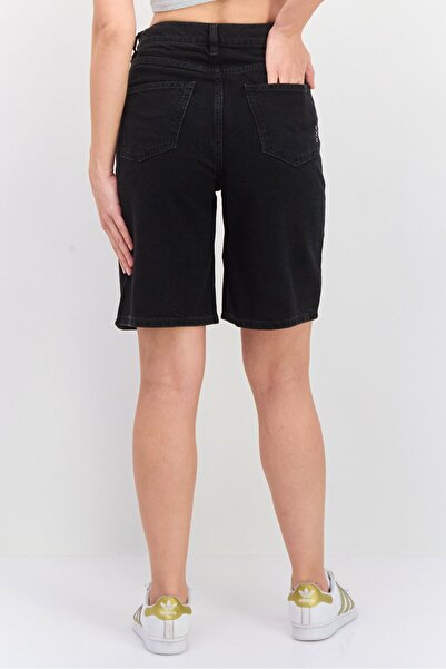 Scotch & Soda Women Solid High Rise Denim Shorts, Black