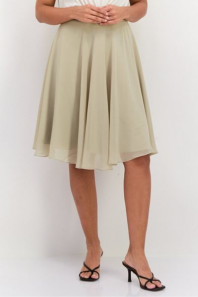 Esprit Women Plain Flare Skirt, Dusty Green