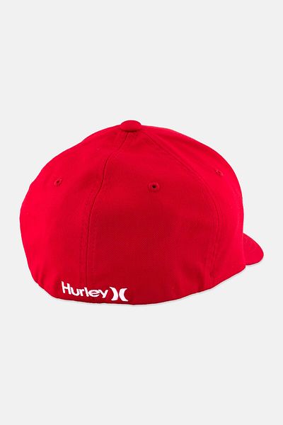 Hurley قبعة بشعار العلامة التجارية للرجال، باللون الأحمر