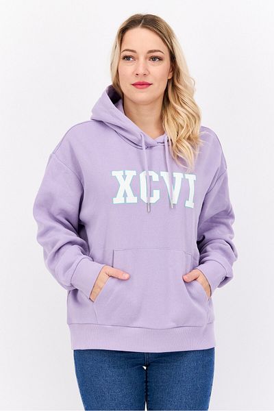 Mode by Redtape Women Hoodie Long Sleeves Graphic Print Sweatshirt, Lavender