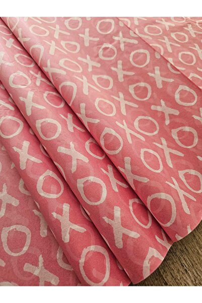 DESİGN Pembe sevgililer günü xoxo desen Baskılı Pelur Kağıt -10 Adet - Sevgil...