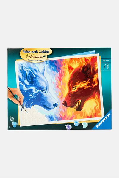 RAVENSBURGER 2 In 1 Fire And Ice Paint By Numbers Kits 40 X 30 Cm, Teal Blue Combo