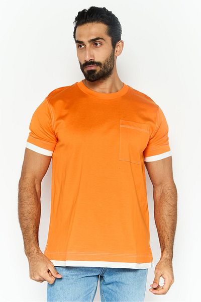 Esprit Men Crew Neck Short Sleeves Plain T-shirt, Orange
