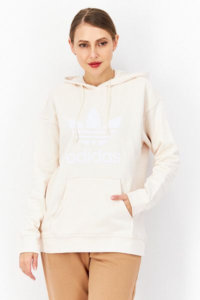 adidas Women Sportswear Fit Long Sleeve Outdoor Hoodie, Beige