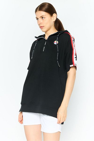 Aape By A Bathing Ape Women Embroidered Logo Long Sleeves Hooded Sweatshirt, Black