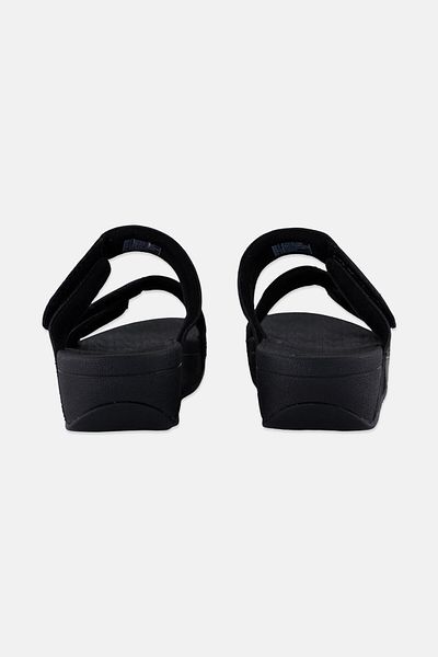 Fitflop شبشب شيمر لوكس بإغلاق فيلكرو للنساء، أسود