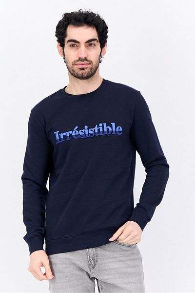 Jules Men Crew Neck Embroidered Long Sleeves Sweatshirt, Navy