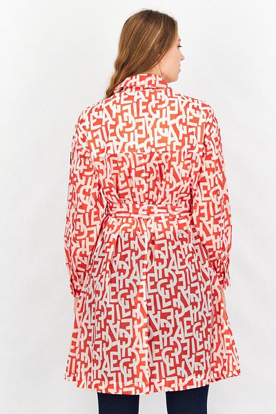 Aigle Women Allover Print Belted Long Sleeve Jacket, Red