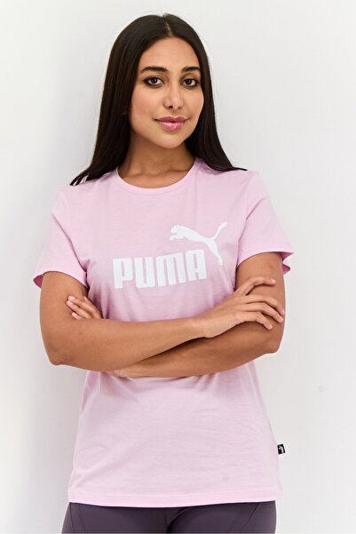 Puma تي شيرت رياضي نسائي بأكمام قصيرة للتدريب، وردي