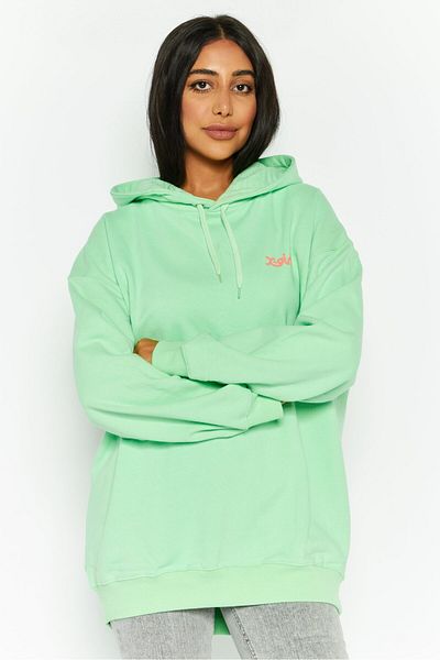 X-Girl Women Brand Logo Hooded Sweatshirt, Light Green