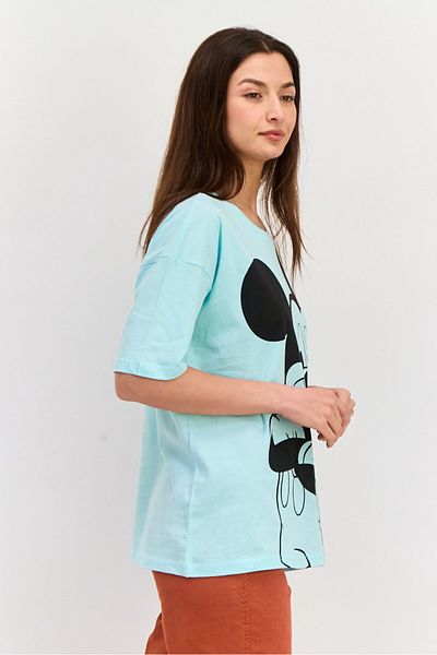 Disney Women Crew Neck Short Sleeves Mickey Mouse T-shirt, Sage Green