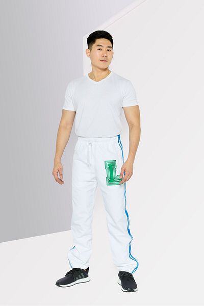 Lacoste Men Relaxed Fit Brand Logo Training Pants, White Combo