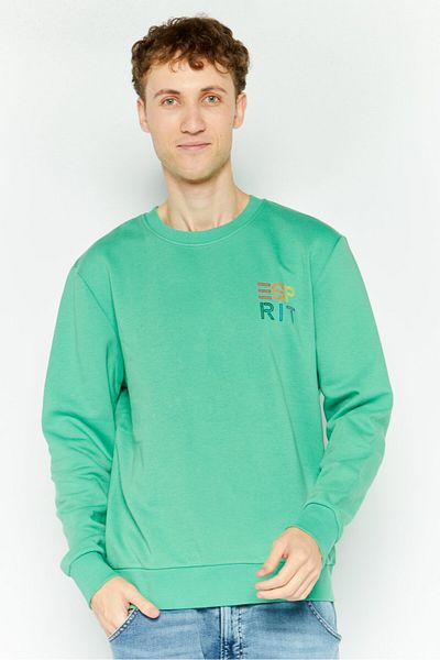 Esprit Men Crew Neck Long Sleeves Embroidered Sweatshirts, Green