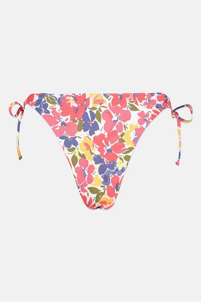Roxy Women Floral Print Tie Closure Bikini Bottom, Pink Combo