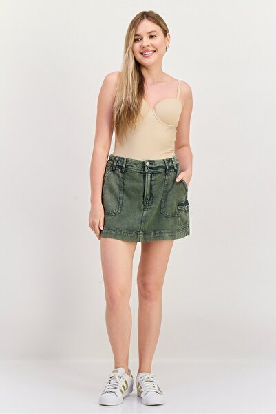 Roxy Women Washed Cargo Mini Skirt, Green