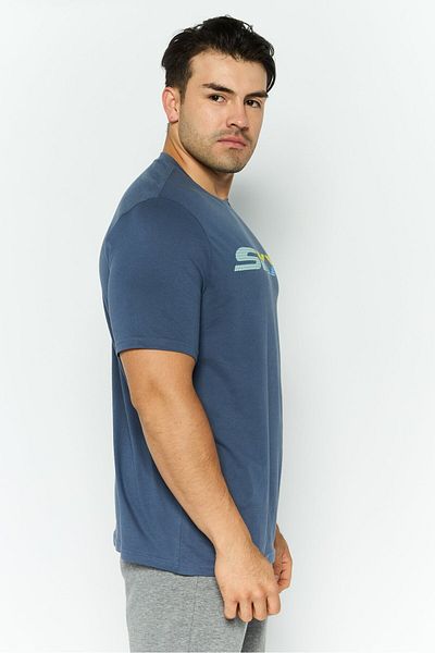 SKECHERS Men Sportswear Fit Short Sleeve Outdoor T Shirt, Blue