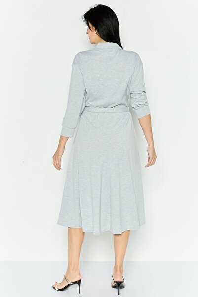 Lacoste Women Brand Logo Belted Midi Dress, Grey