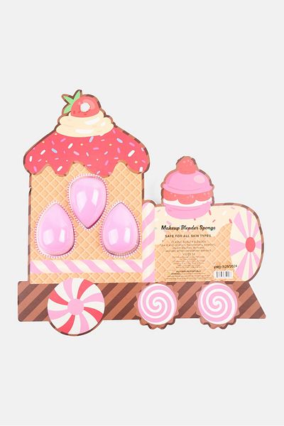 Simple Pleasures 3 Pcs Makeup Blender Sponge, Pink