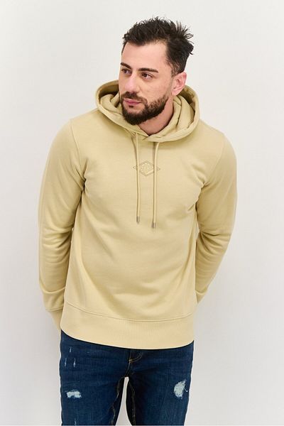 Esprit Men Brand Logo Long Sleeves Hoodies, Beige