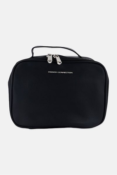 French Connection Women Brand Logo Makeup Bag, Black