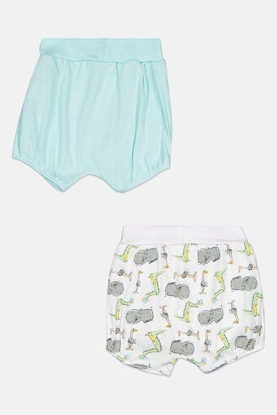 Cool Club Toddlers Boy 2 Piece Allover Print Shorts, White Combo