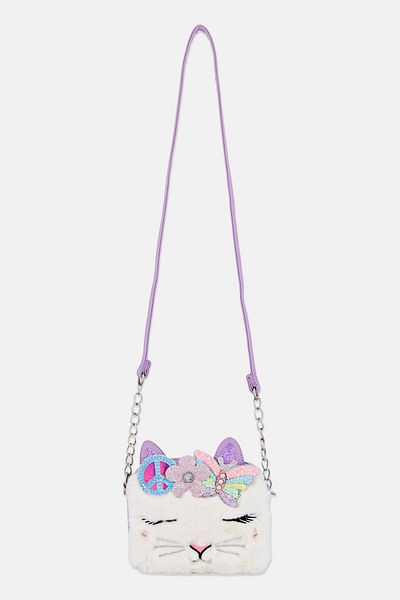 OMG Accessories Bella Faux Fur Cross Body Bag 15 H X 16 L X 7 W Cm, Purple