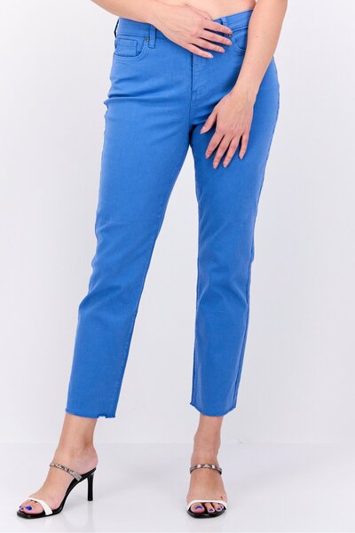 NYDJ بنطال شينو سادة بقصّة Slim Fit للنساء، باللون الأزرق